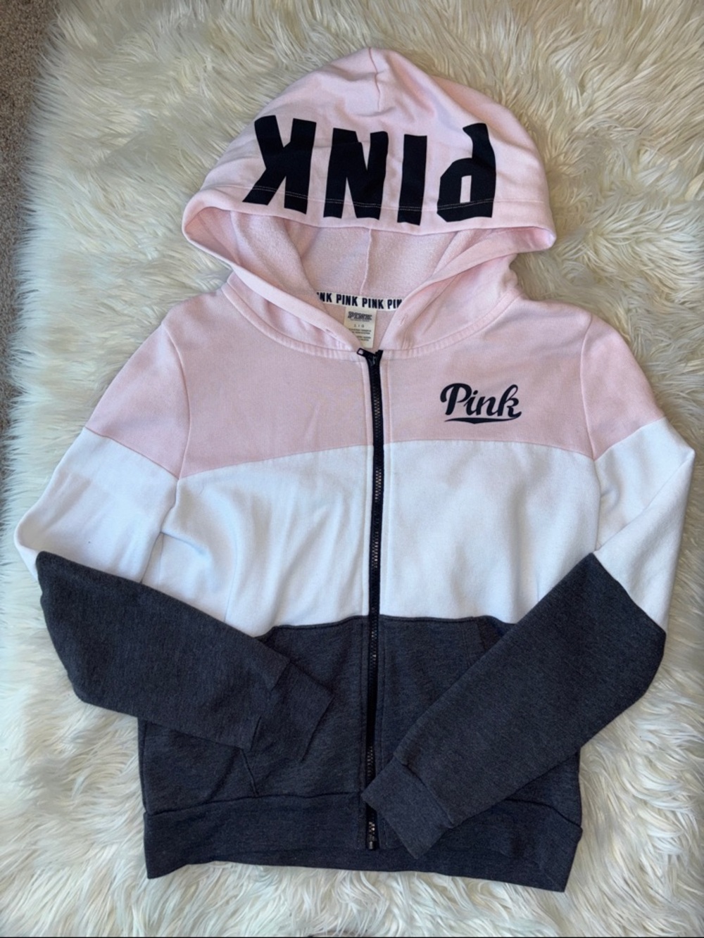 Pink Victoria’s Secret tri tone zip up